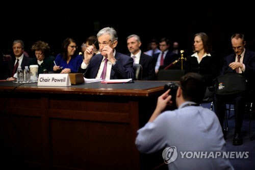 상·하원 합동경제위원회에 출석한 제롬 파월 연준 의장[로이터=연합뉴스]